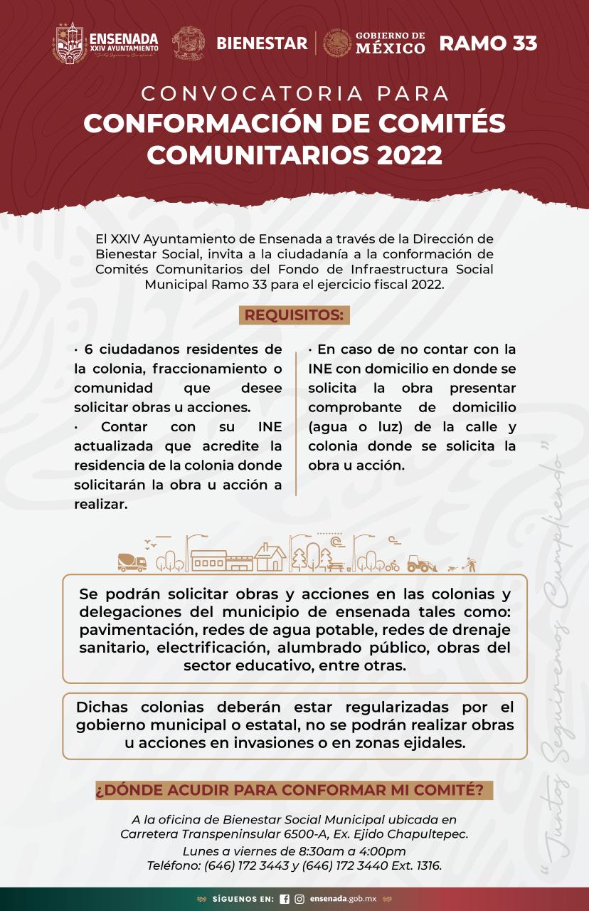 Invita Gobierno de Ensenada  a conformar comités comunitarios 2022