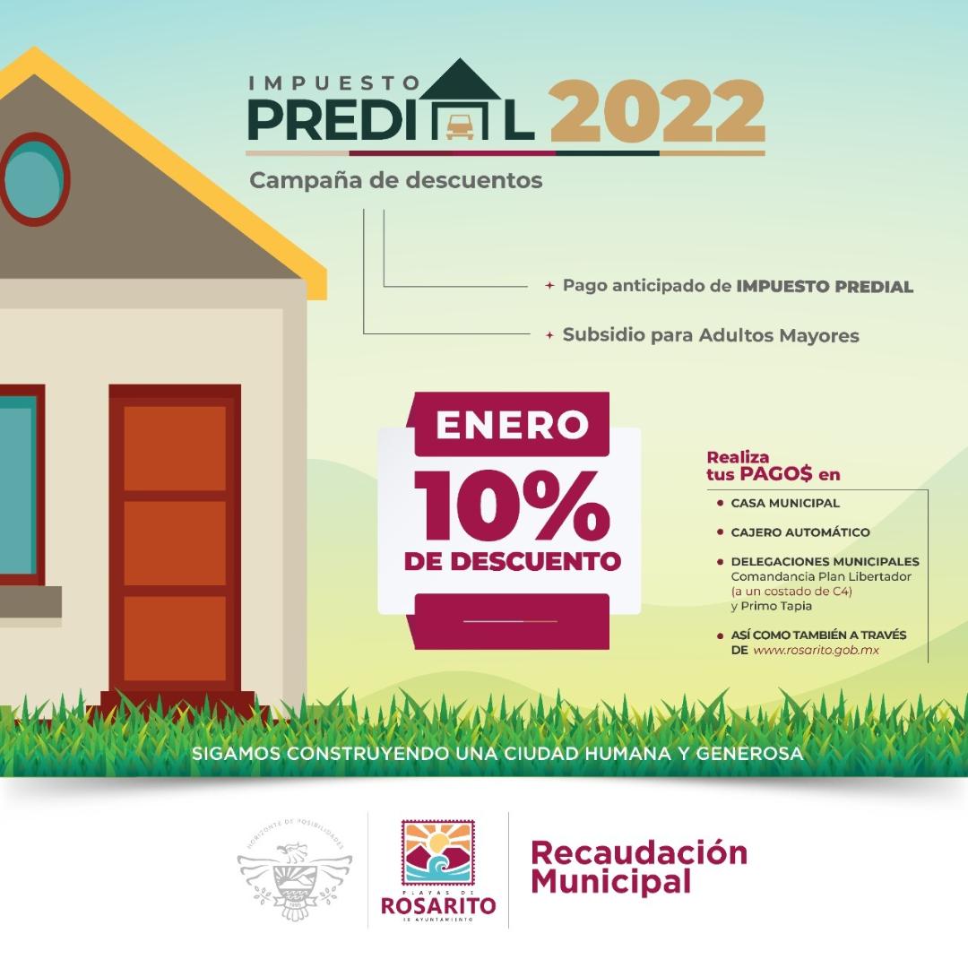 Invita el Gobierno municipal a aprovechar descuento del 10% en enero de 2022 en pago del impuesto predial