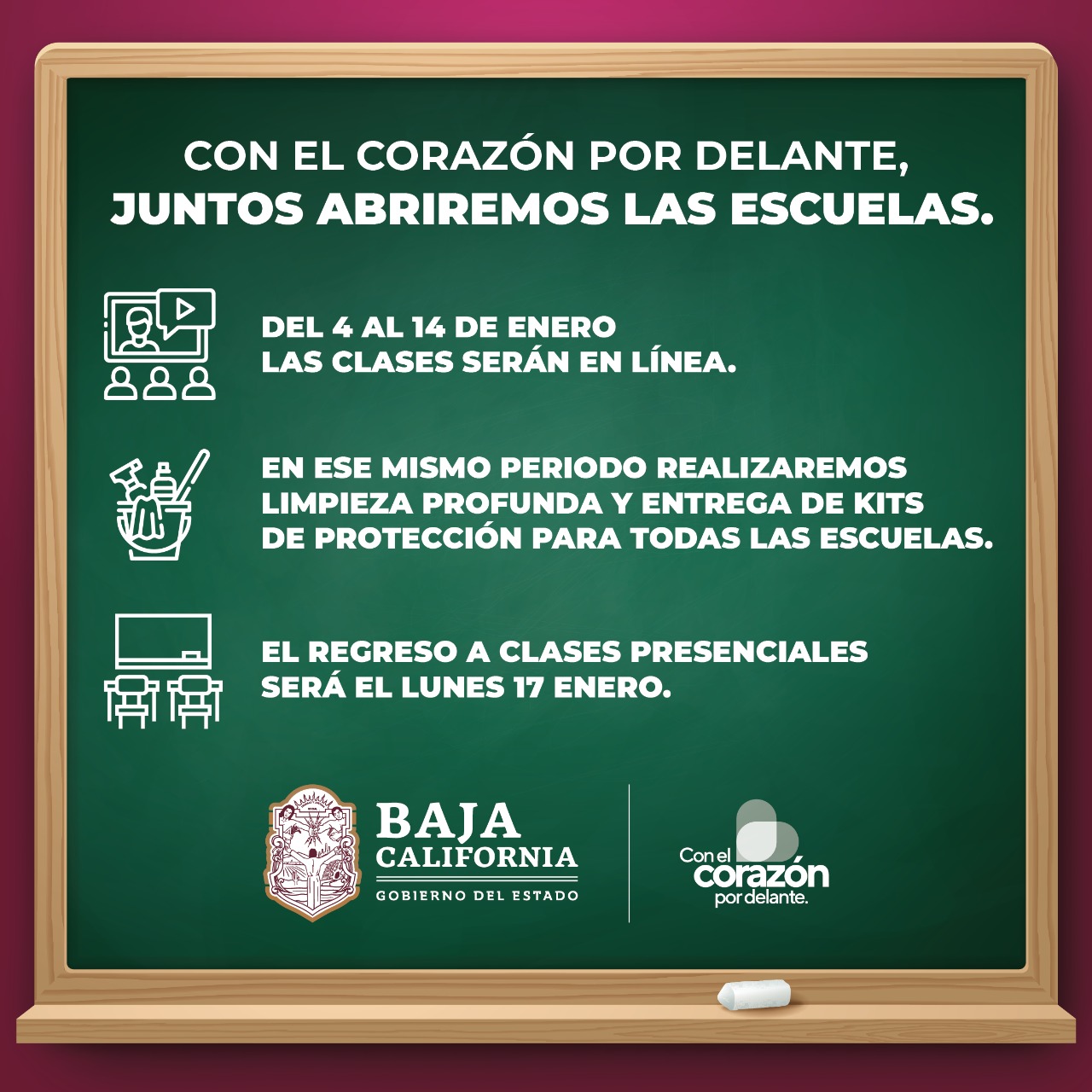 Inician clases presenciales 17 de enero alumnos de educación básica en Baja California