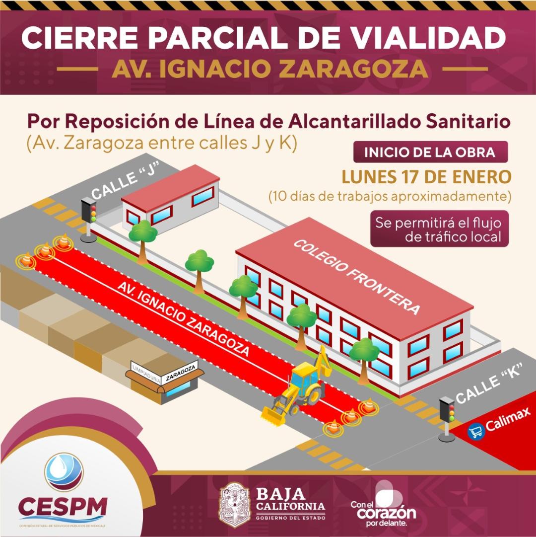 Realizará CESPM trabajos de reposición de línea de alcantarillado sanitario en avenida Ignacio Zaragoza