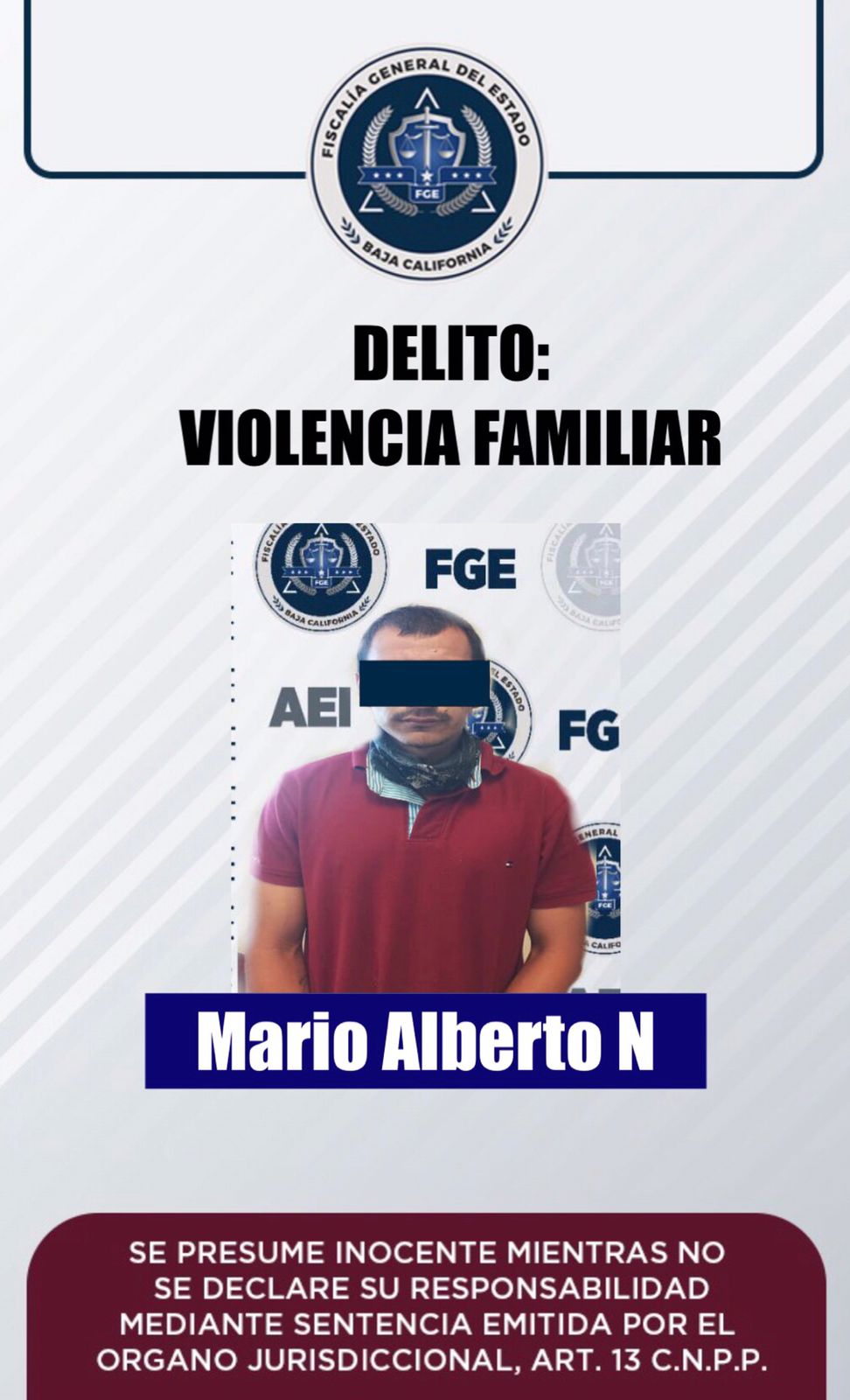 La FGE detiene a un hombre por el delito de violencia familiar