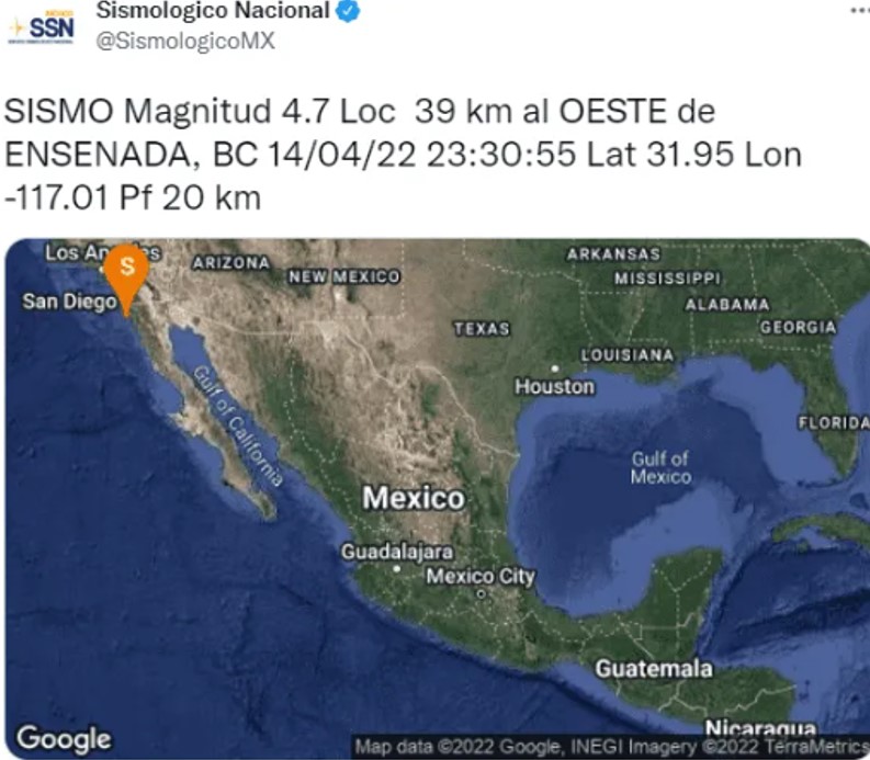 Sismo de 4.6 sacude varios municipios de Baja California