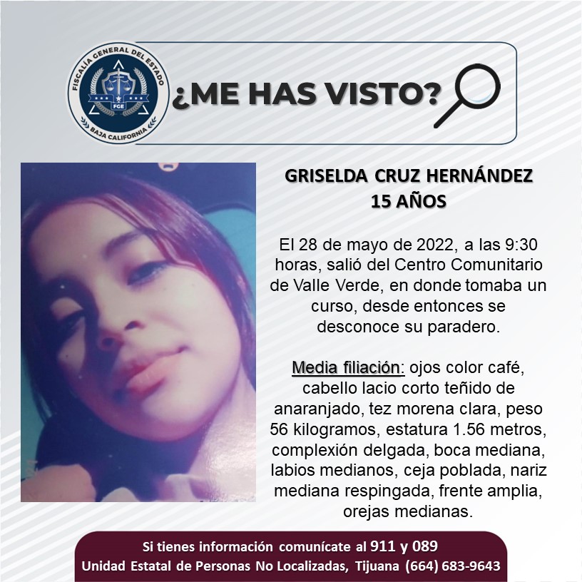 Pesquisa de adolescente de 15 años, Griselda Cruz Hernández