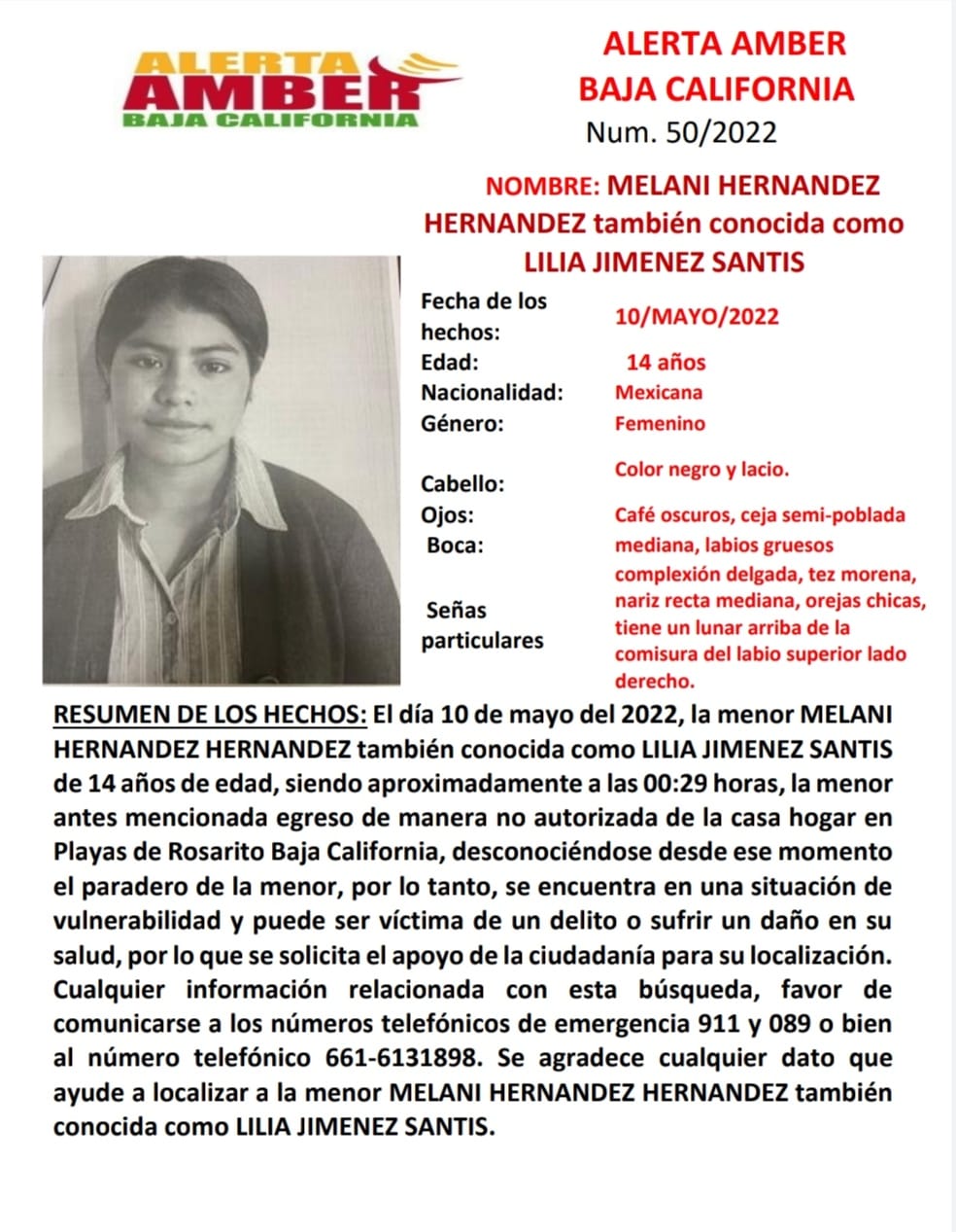 ALERTA AMBER BAJA CALIFORNIA