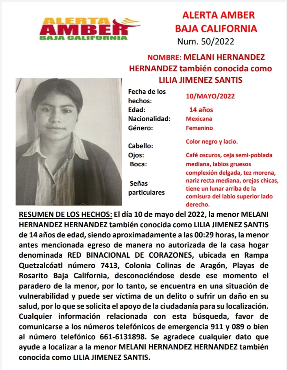 ALERTA AMBER BAJA CALIFORNIA