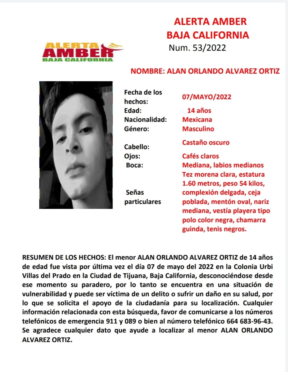 ALERTA AMBER BAJA CALIFORNIA