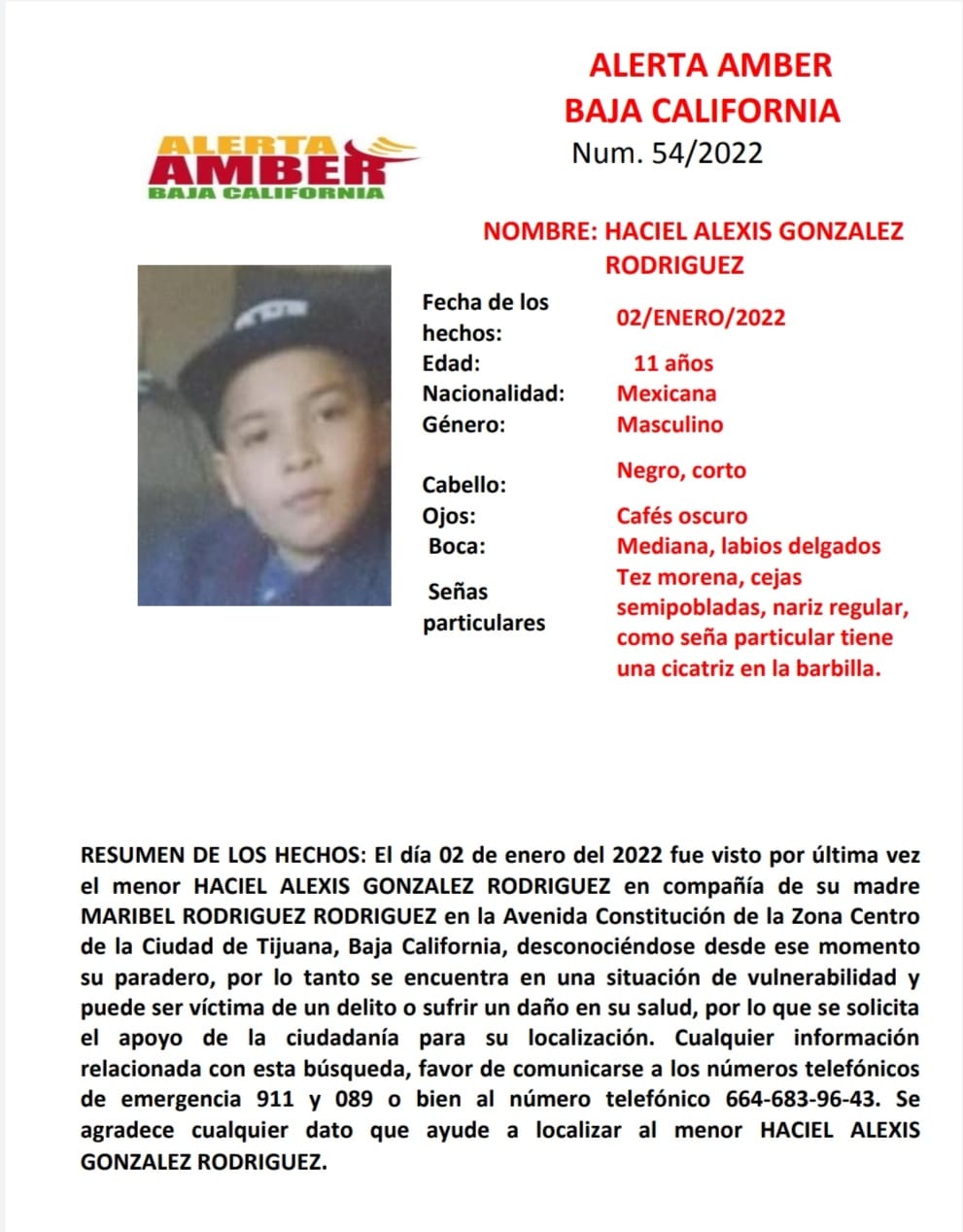 ALERTA AMBER BAJA CALIFORNIA