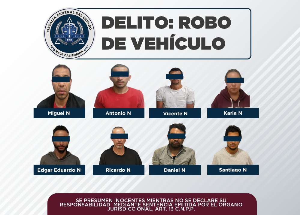 Agentes de la FGE detienen a ocho imputados por el delito de robo de vehículo