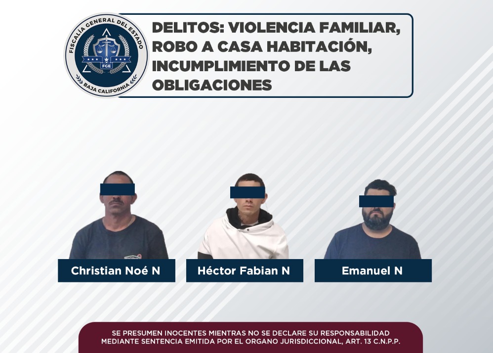 Agentes de la FGE capturan a tres hombres con orden de aprehensión