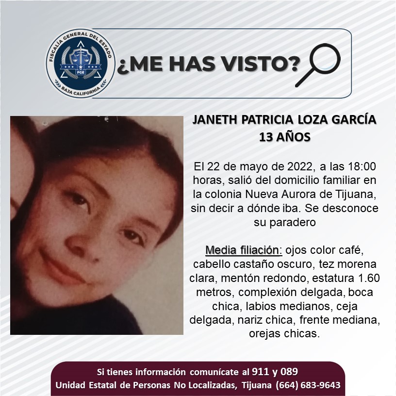 Pesquisa de adolescente de 13 años, Janeth Patricia Loza García