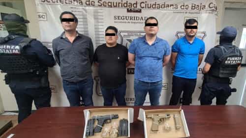 Captura SSCBC a cuatro hombres armados presuntos integrantes de una célula delictiva