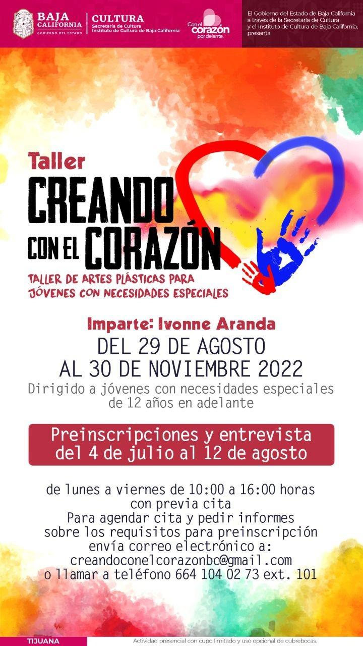 Abre CEART Tijuana inscripciones al taller “Creando con el corazón”