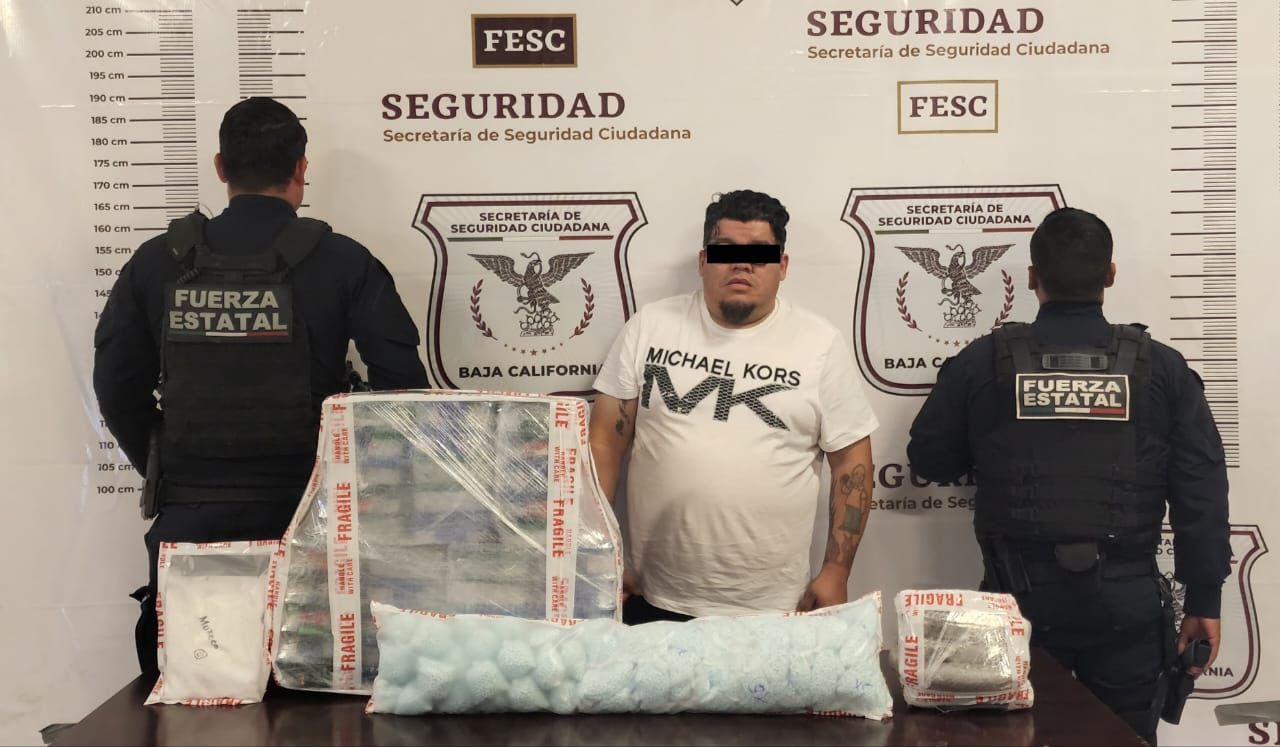 Detiene FESC a hombre con metanfetamina, heroína y fentanilo