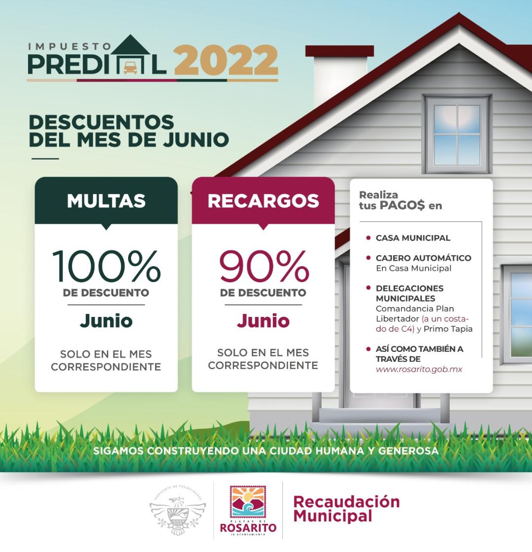 Ofrece el IX Ayuntamiento de Rosarito importantes descuentos en pago del predial durante el mes de junio