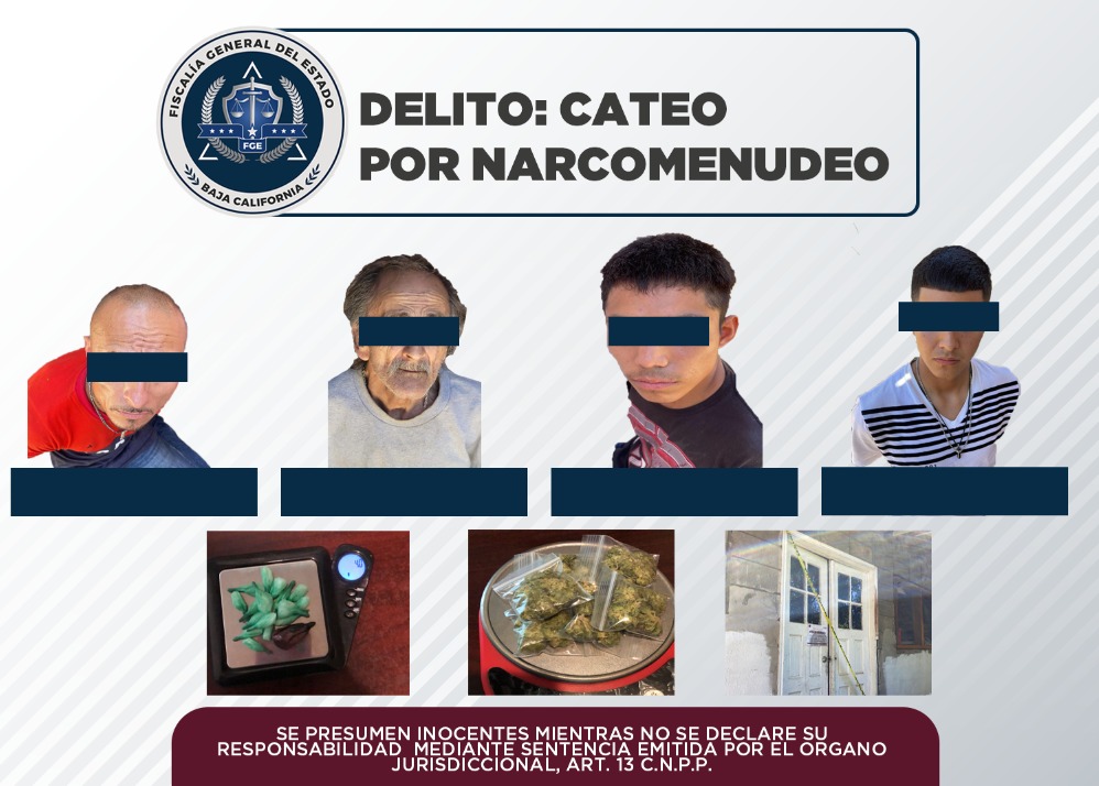 Cateo contra narcomenudeo deriva en aseguramiento de seis personas y envoltorios con droga