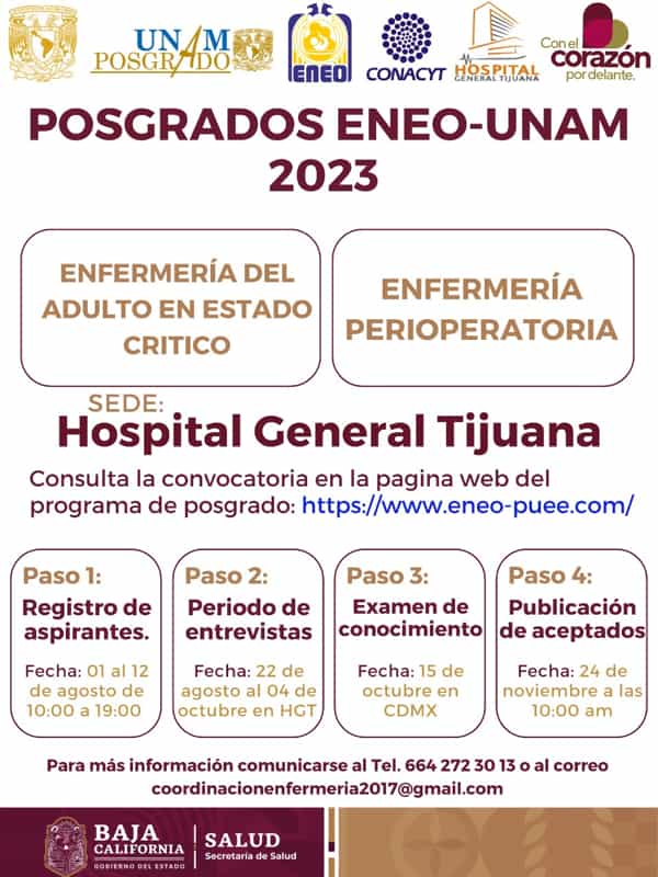 Anuncia Hospital General Tijuana convocatoria para especialidades de enfermería