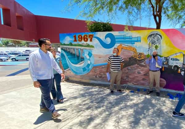 Concluyen trabajos del mural pictórico representativo del ciclo urbano del agua en CESPM