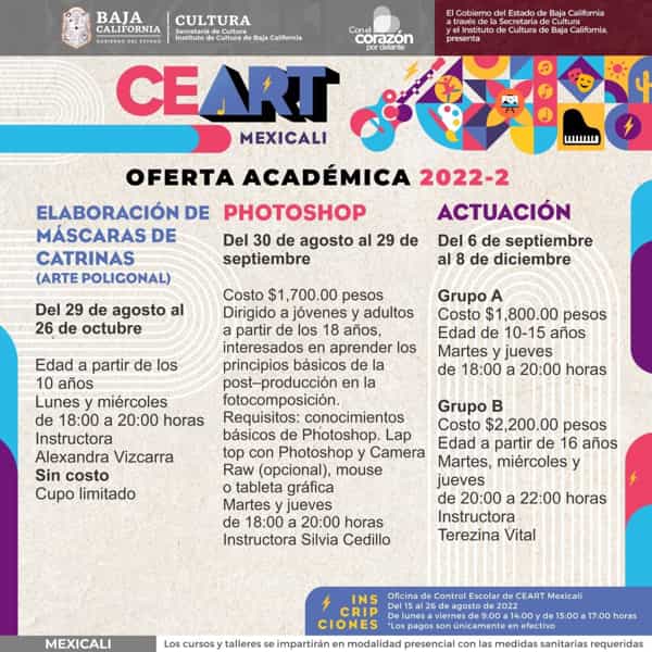 Anuncia CEART Mexicali oferta académica