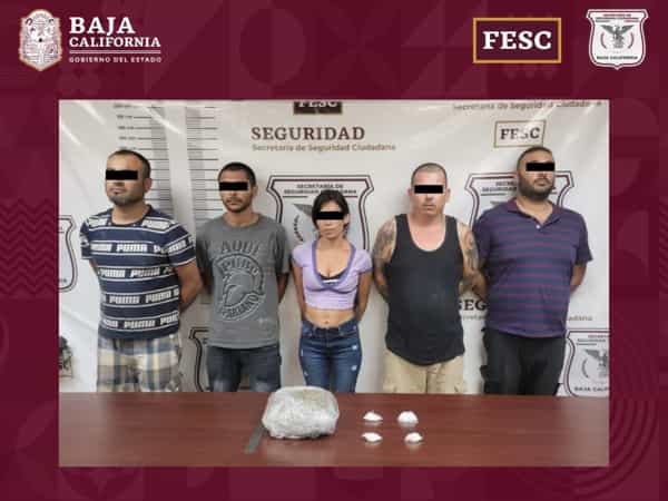 Detienen Fuerza Estatal y escuadrón violeta a 5 personas en posesión de marihuana y metanfetamina