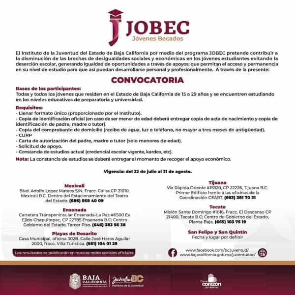 Invita Juventud BC a participar en la convocatoria jóvenes becados