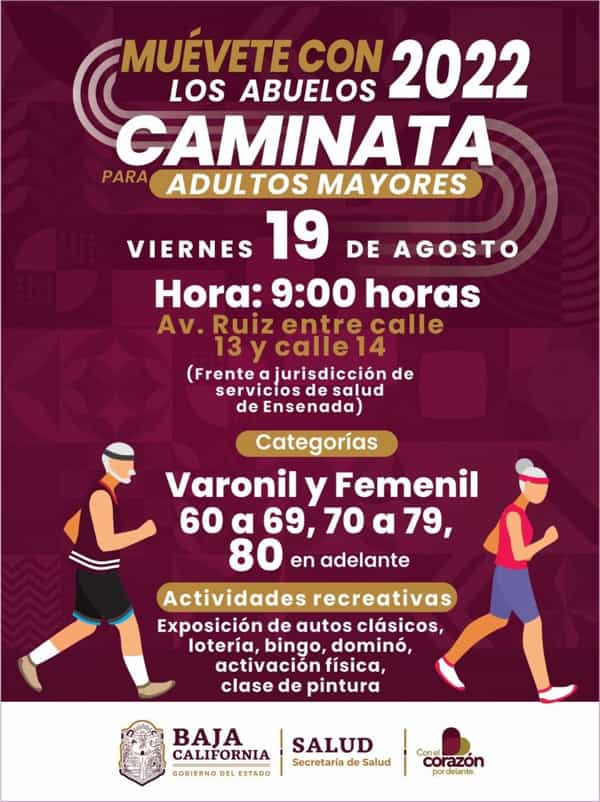 Invita jurisdicción de servicios de salud Ensenada a la caminata “Muévete con los Abuelos”