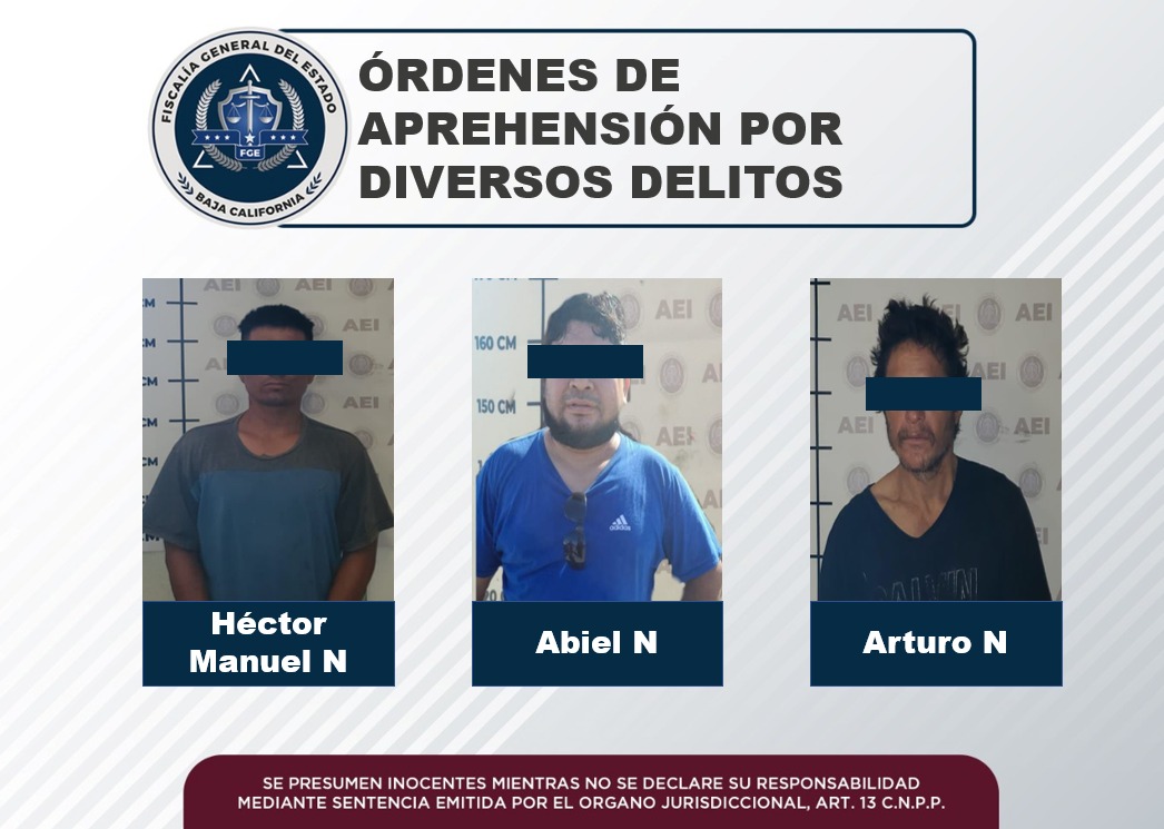 Son aprehendidos tres hombres que contaban con mandatos judiciales en su contra