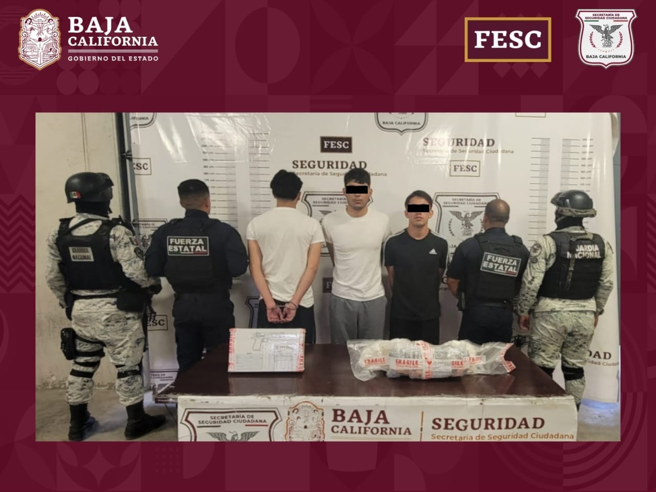 Detiene FESC en Tijuana a jóvenes con arma de fuego y droga