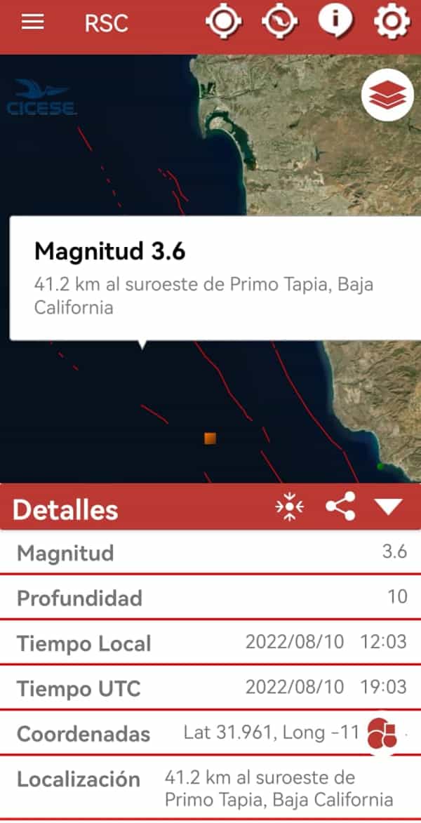 Se registra sismo de 3.6 grados en Playas de Rosarito