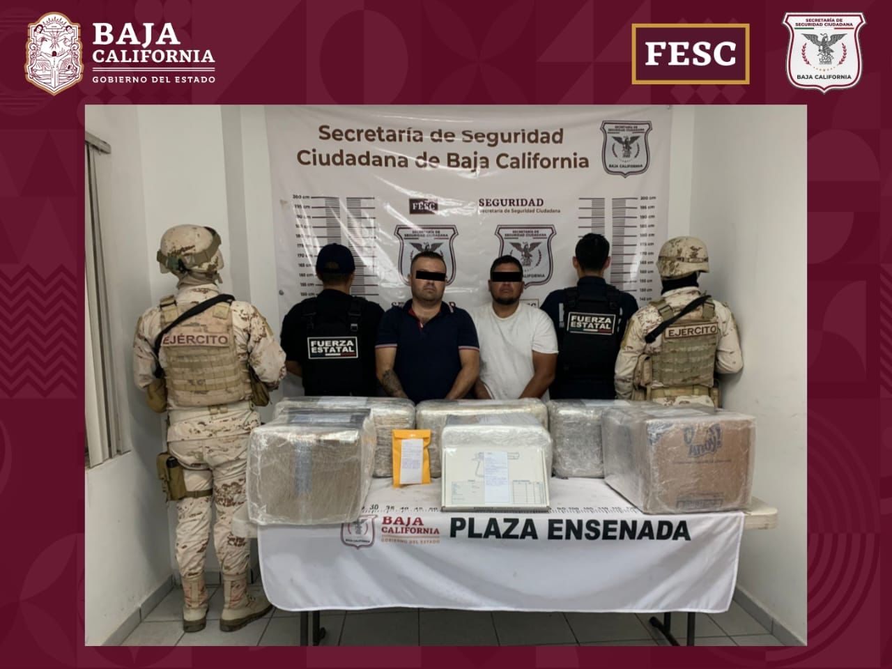 Arresta Fuerza Estatal a dos hombres con drogas y un arma de fuego en Ensenada