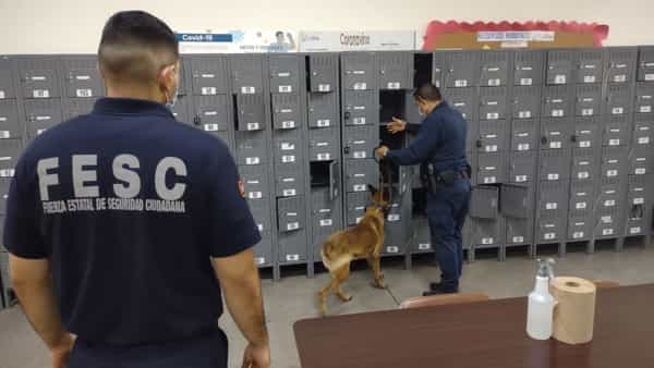 Inspeccionan Agentes K9 de la Fuerza Estatal empresa Calibaja en Mexicali