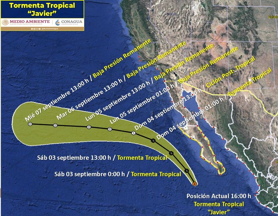 Monitorea Protección Civil BC tormenta tropical “Javier”