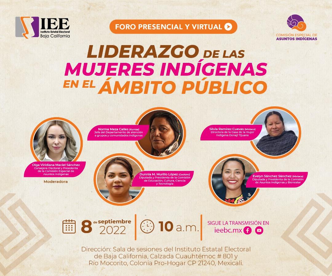 Invita IEEBC al foro “Liderazgo de las mujeres indígenas en el ámbito público”