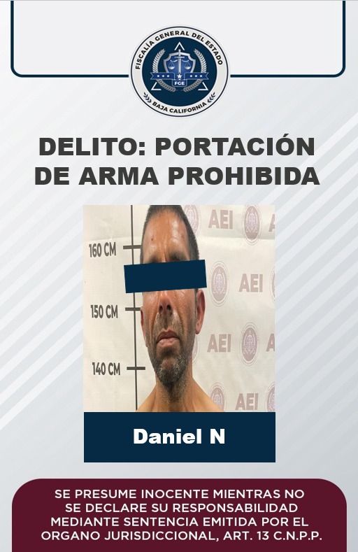 Cumplimenta FGE orden de aprehensión a sujeto por el delito de portación de arma prohibida