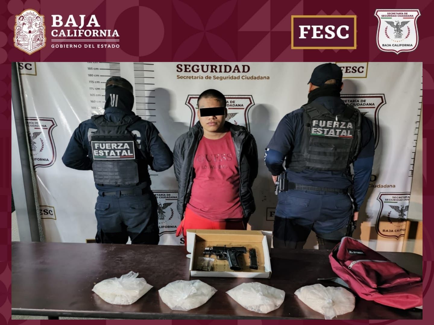 Decomisa FESC armas de fuego y detiene a cuatro sujetos