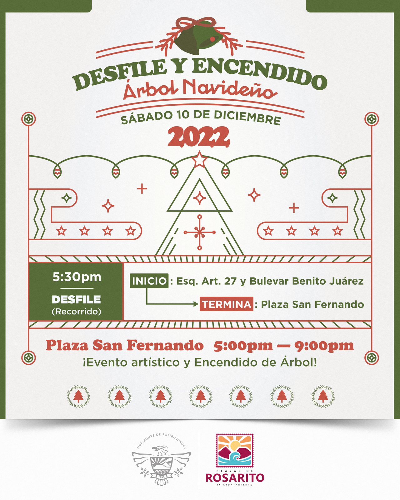 Invita Gobierno de Playas de Rosarito a participar en su tradicional desfile navideño 2022