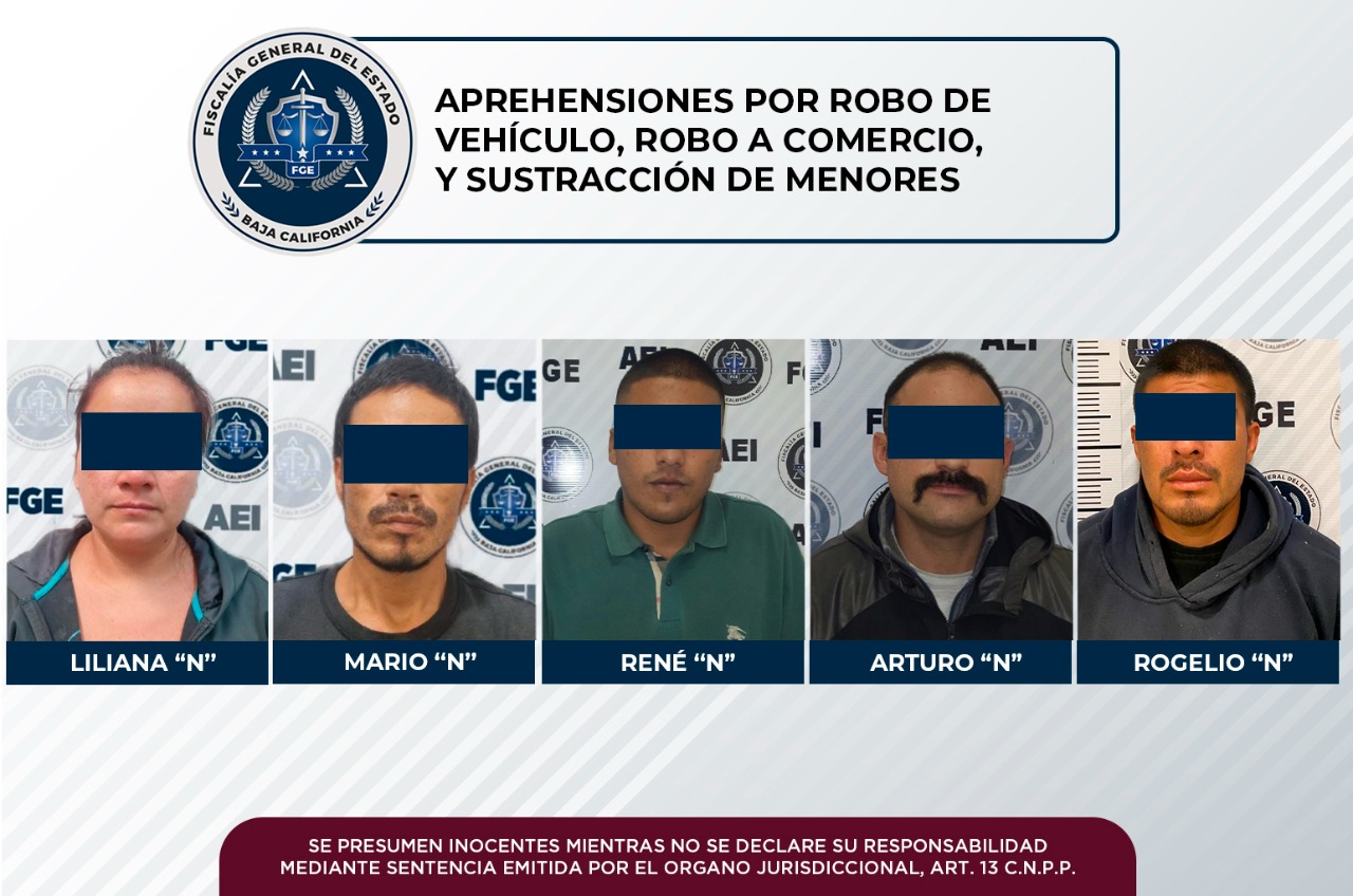 Cuatro hombres y una mujer con órdenes de aprehensión son capturados por la FGE