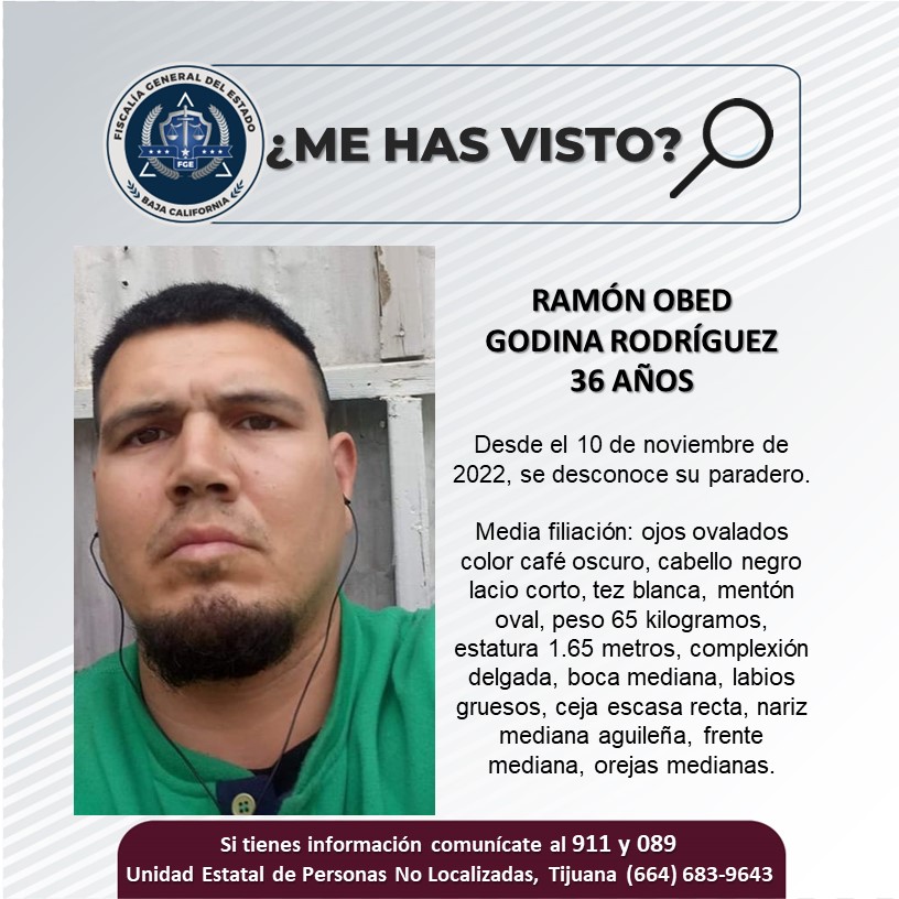 Pesquisa de hombre de 36 años, Ramón Obed Godina Rodríguez