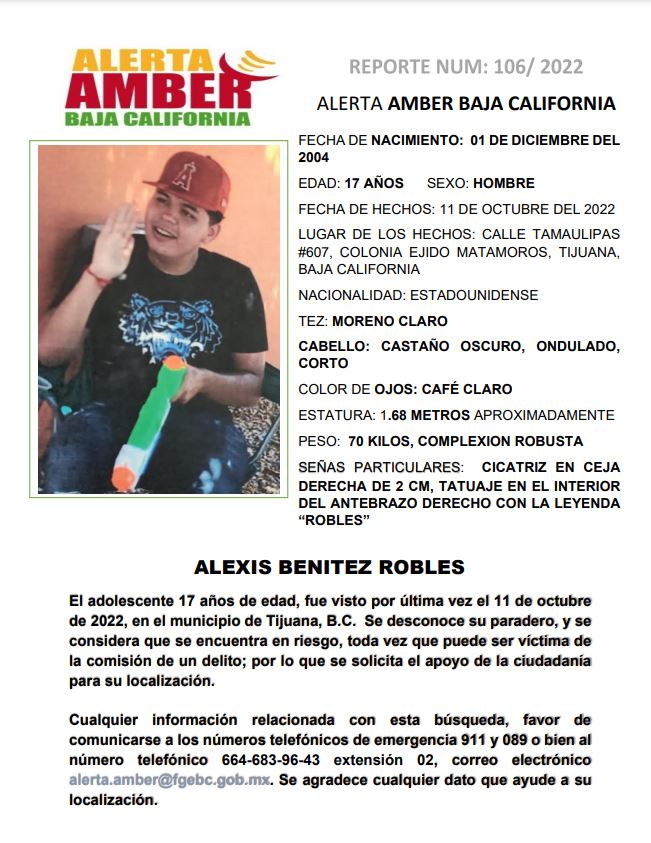 ALERTA AMBER BAJA CALIFORNIA