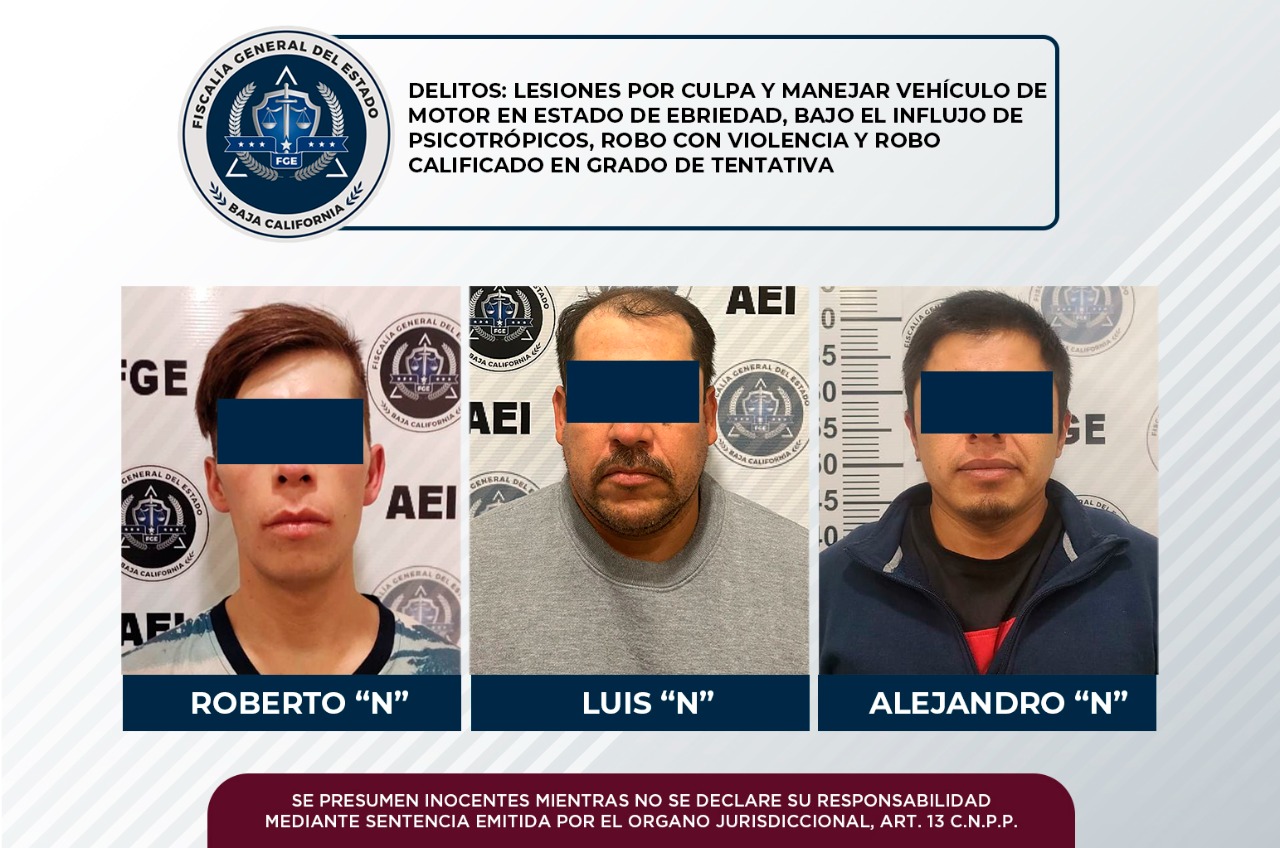 Son aprehendidos tres hombres por contar con mandamientos judiciales activos en su contra