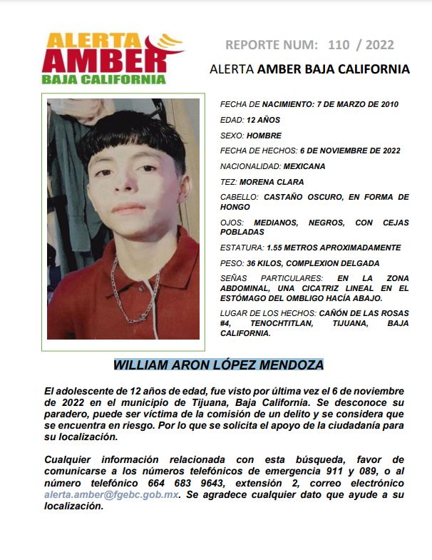 ALERTA AMBER BAJA CALIFORNIA