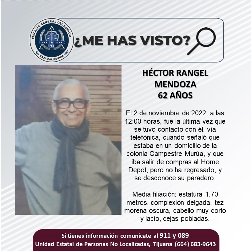 Pesquisa de hombre de 62 años, Héctor Rangel Mendoza