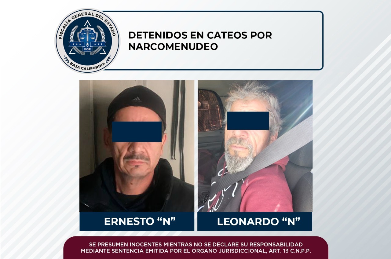 En cateos por investigaciones de narcomenudeo fueron capturados dos sujetos