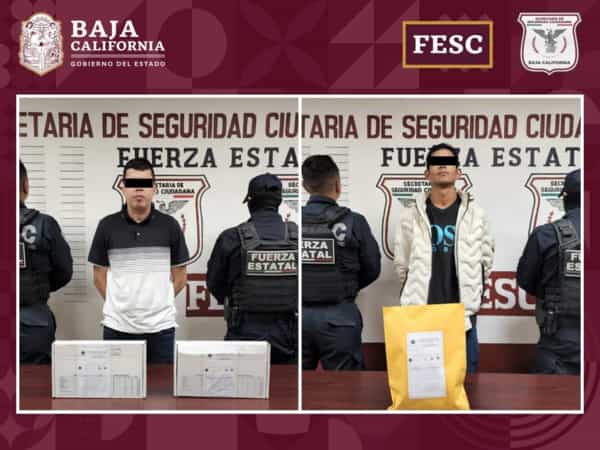 Detiene FESC a dos hombres y asegura arma, cargadores abastecidos y granada