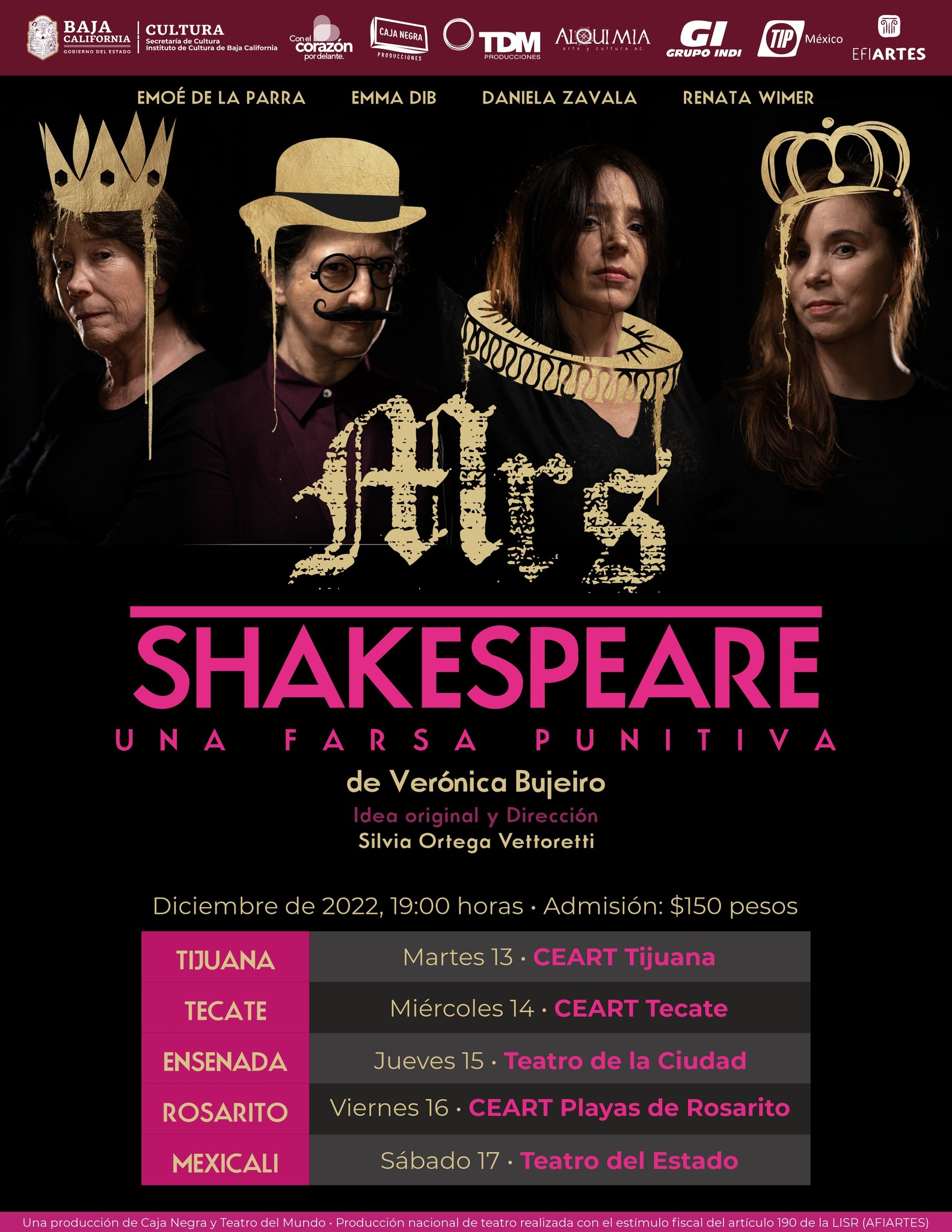 Presenta Secretaria de Cultura “MRS. Shakespeare: Una farsa punitiva”