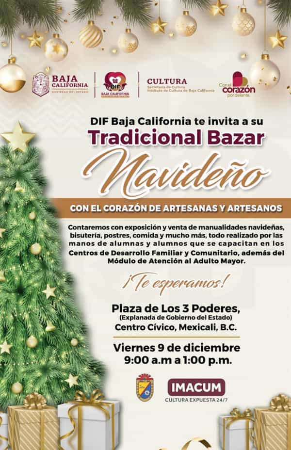 Invita DIF Baja California a su tradicional bazar navideño en centro de gobierno