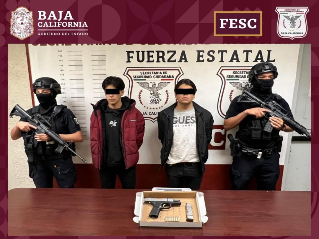 Detiene FESC a dos jóvenes con arma de fuego en Mexicali