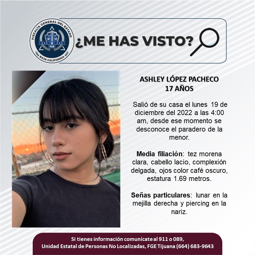 Pesquisa de adolescente de 17 años, Ashley López Pacheco