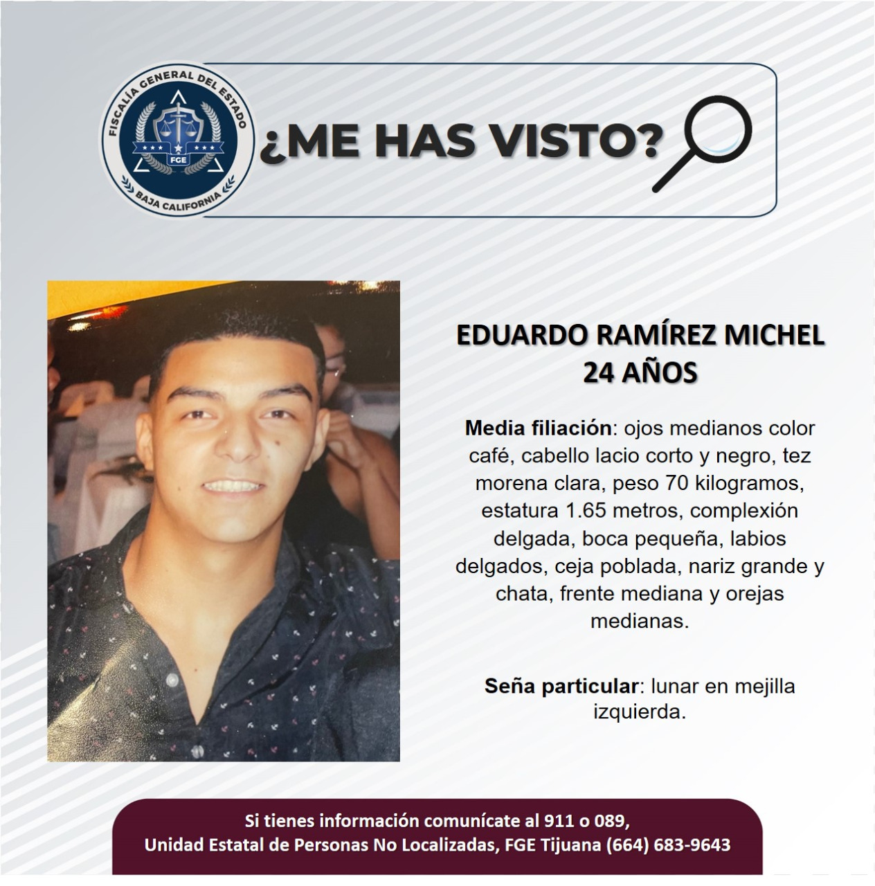 Pesquisa de hombre de 24 años, Eduardo Ramírez Michel