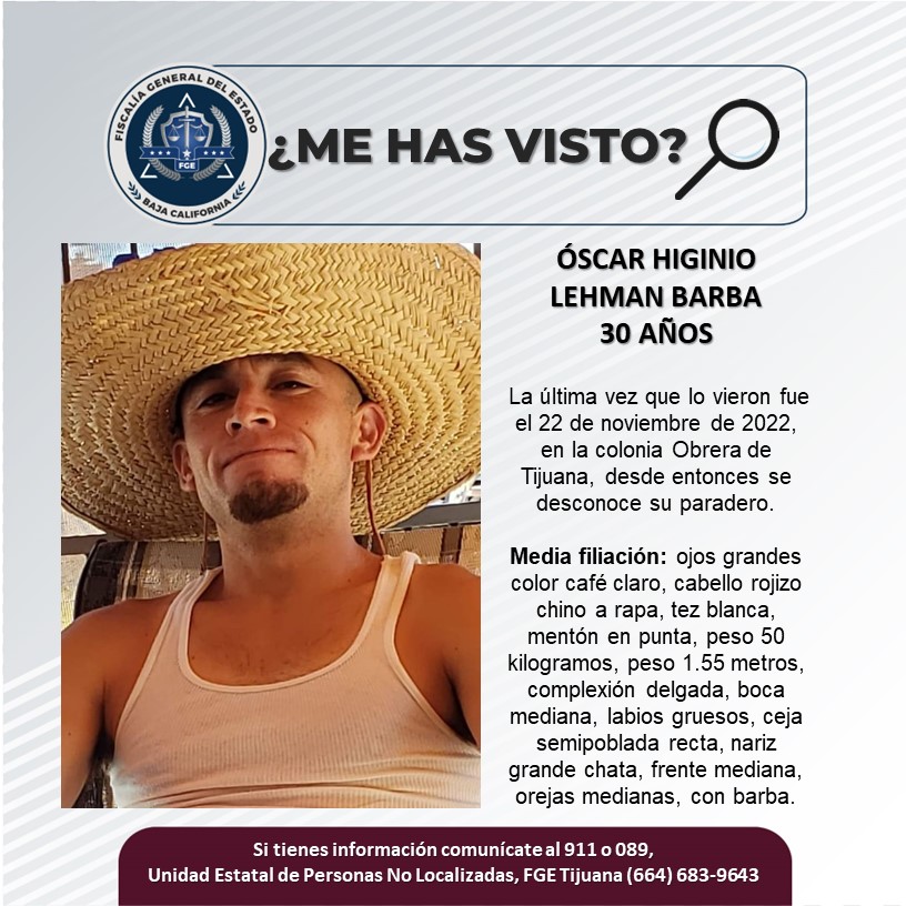 Pesquisa de hombre de 30 años, Oscar Higinio Lehman Barba