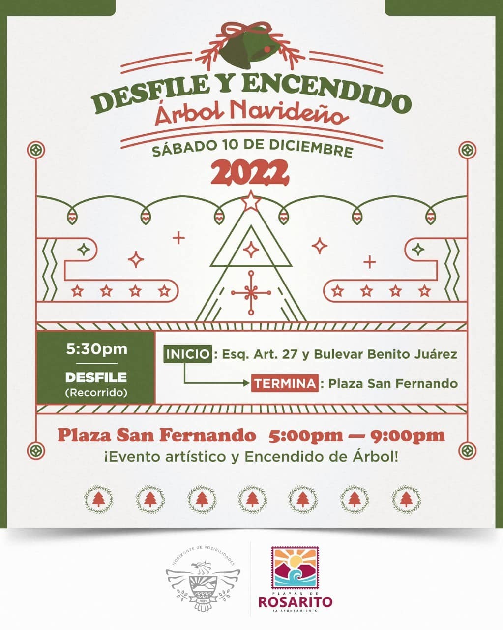 Invita Gobierno Municipal a rosaritenses a participar en el desfile y encendido del árbol navideño 2022